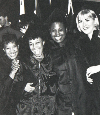 Class of 1990 grads: Dina Wilderson, Lisa Anderson, Kury Cobham, Laurie Davis